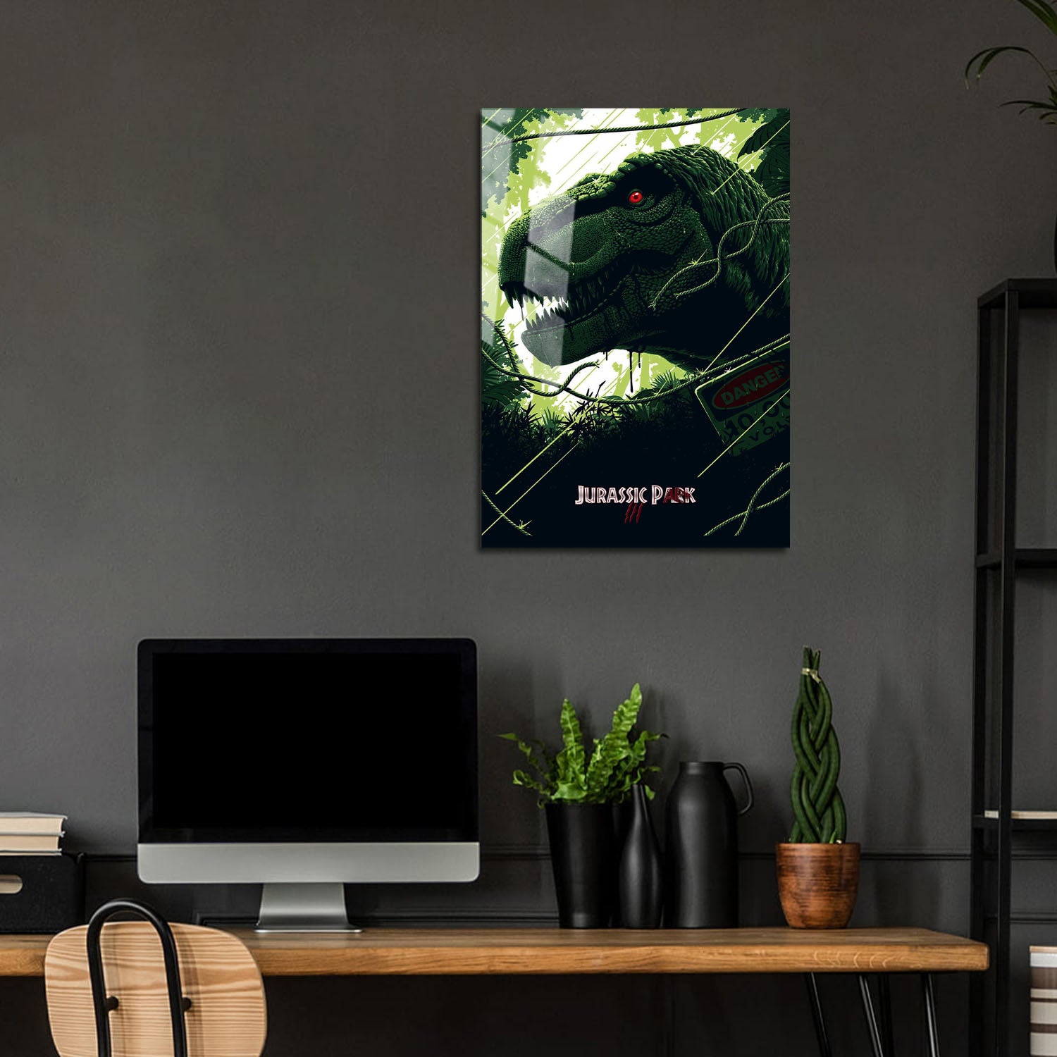 Flex Designs Metal Poster Jurassic Park III Classic Green 24 x 36" Home Goods - Movie 2001 Movie Metal Poster