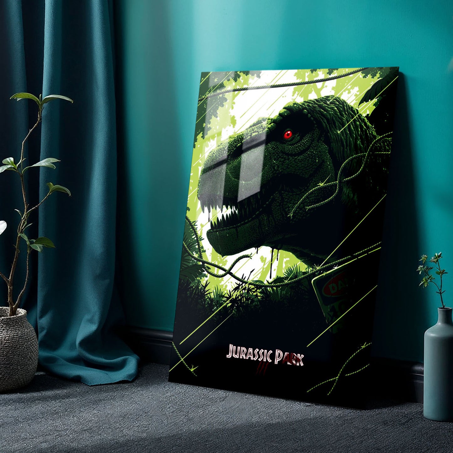 Flex Designs Metal Poster Jurassic Park III Classic Green 24 x 36" Home Goods - Movie 2001 Movie Metal Poster