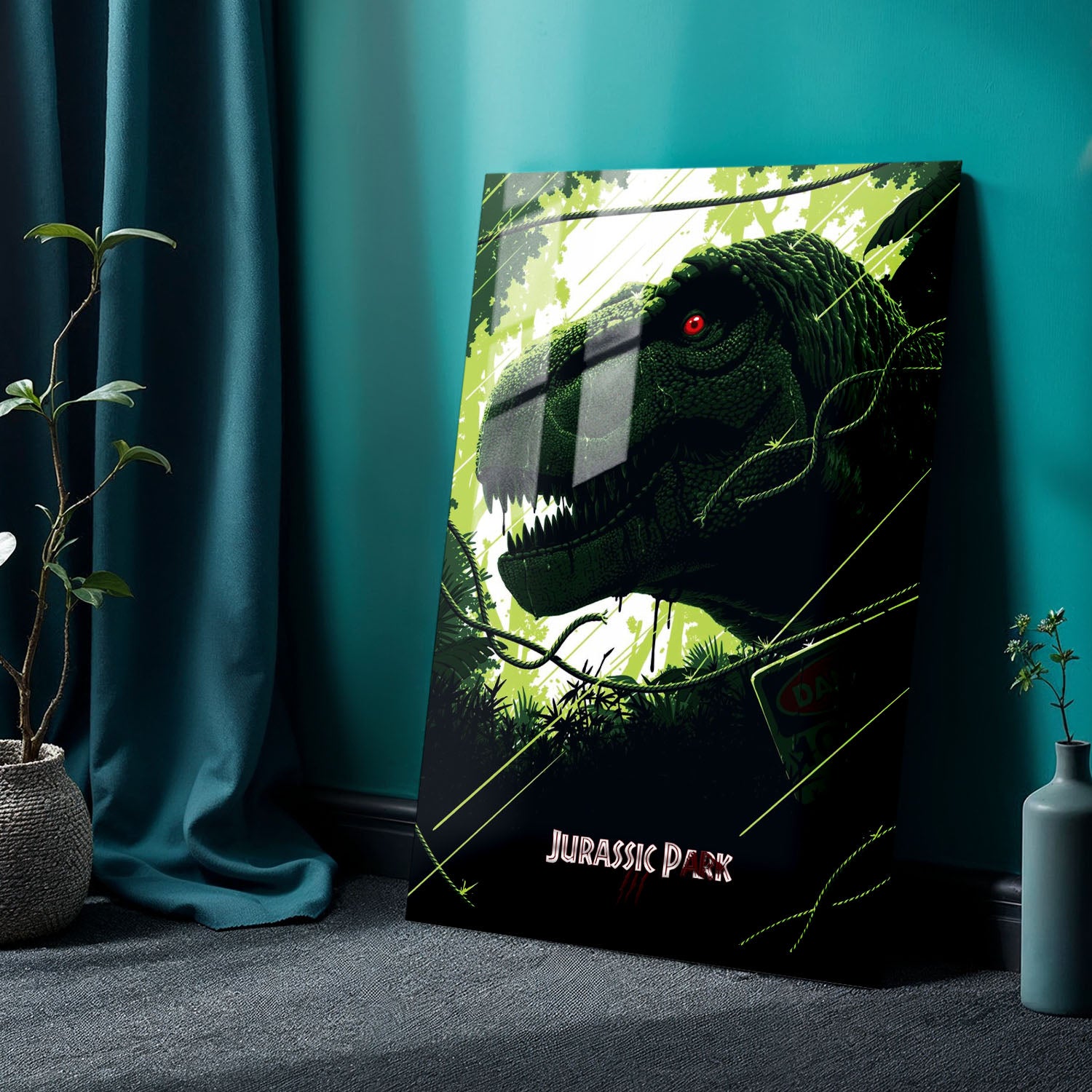 Flex Designs Metal Poster Jurassic Park III Classic Green 24 x 36" Home Goods - Movie 2001 Movie Metal Poster