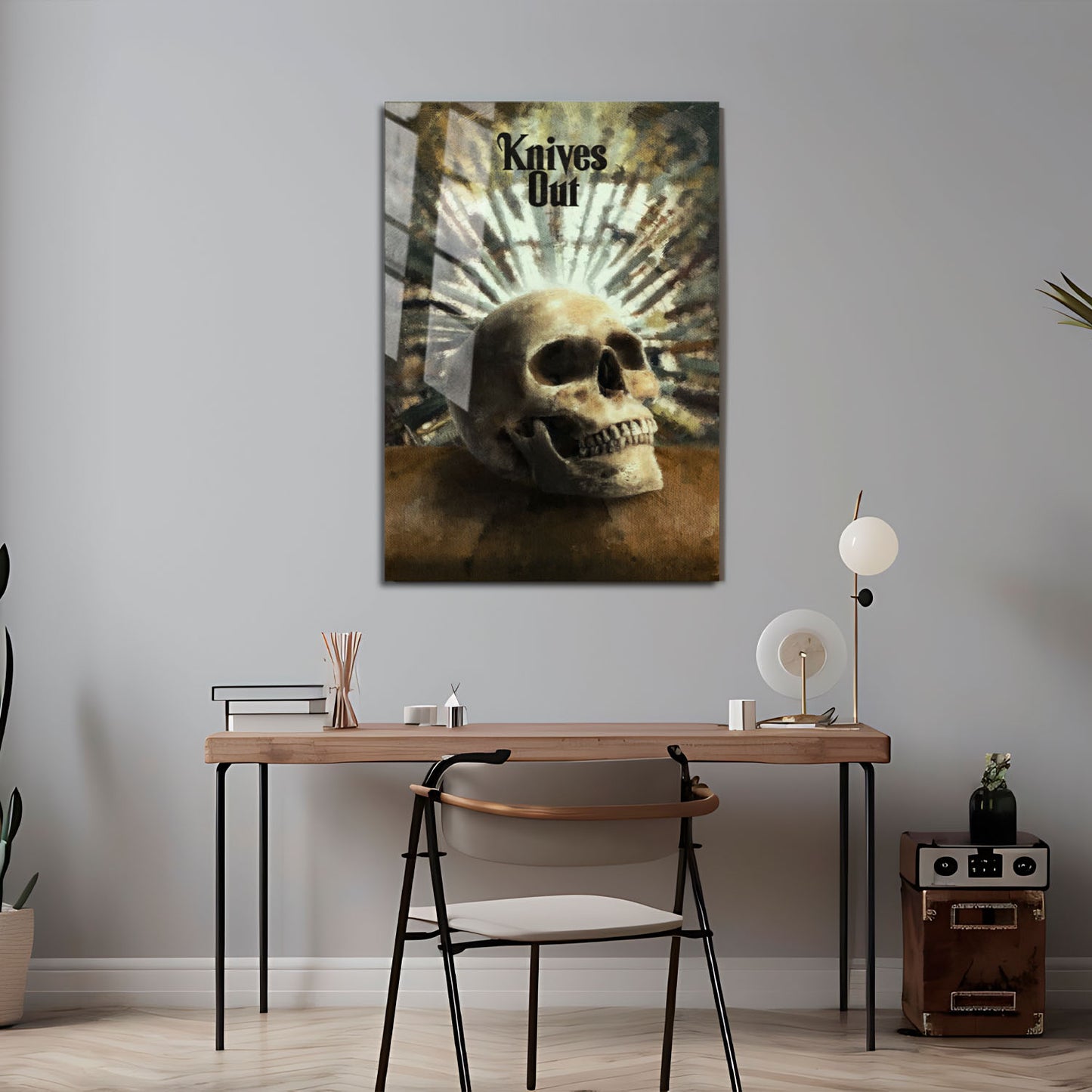 Flex Designs Metal Poster Knives Out Skull 5 x 7" Home Goods - Movie 2019 Movie Metal Poster