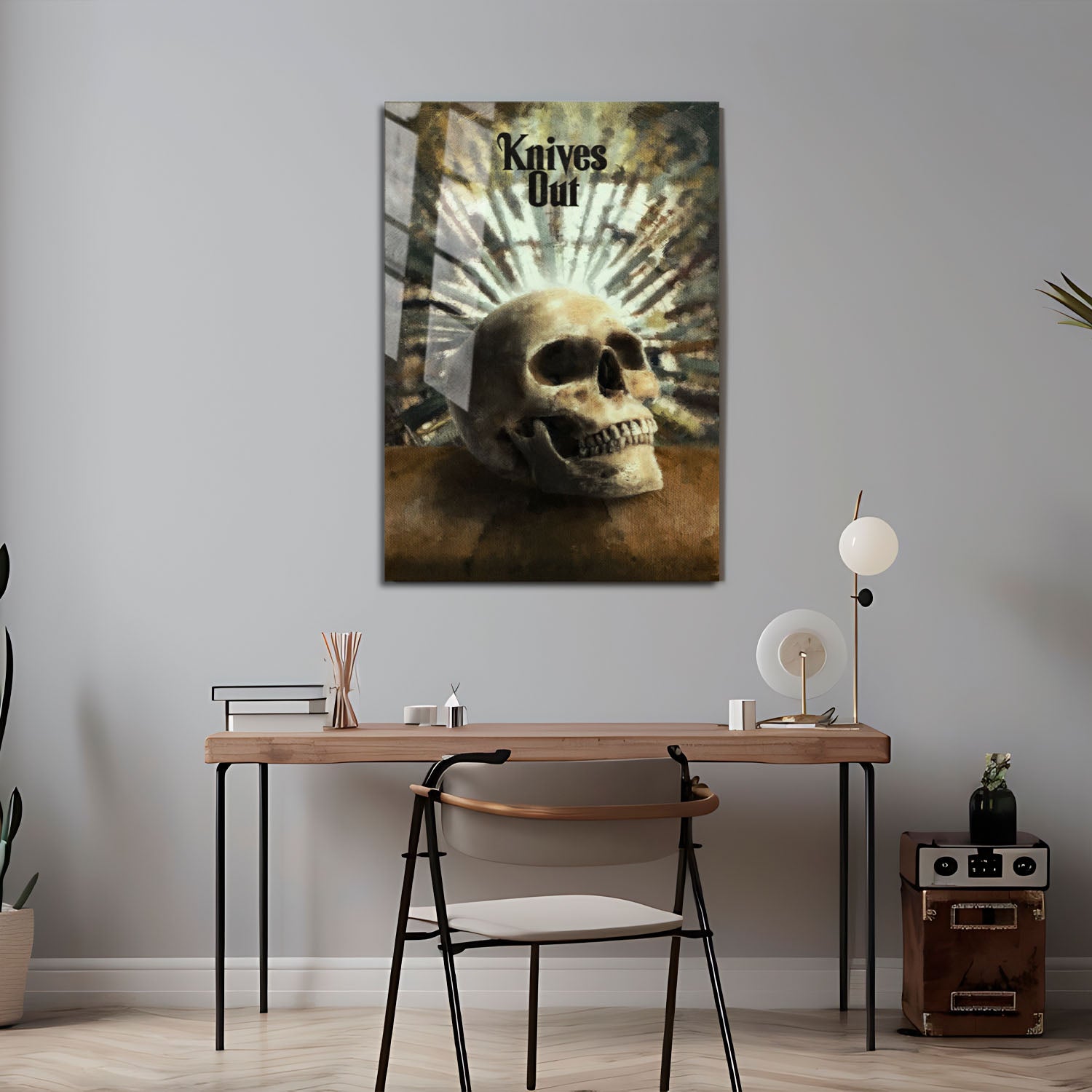 Flex Designs Metal Poster Knives Out Skull 5 x 7" Home Goods - Movie 2019 Movie Metal Poster