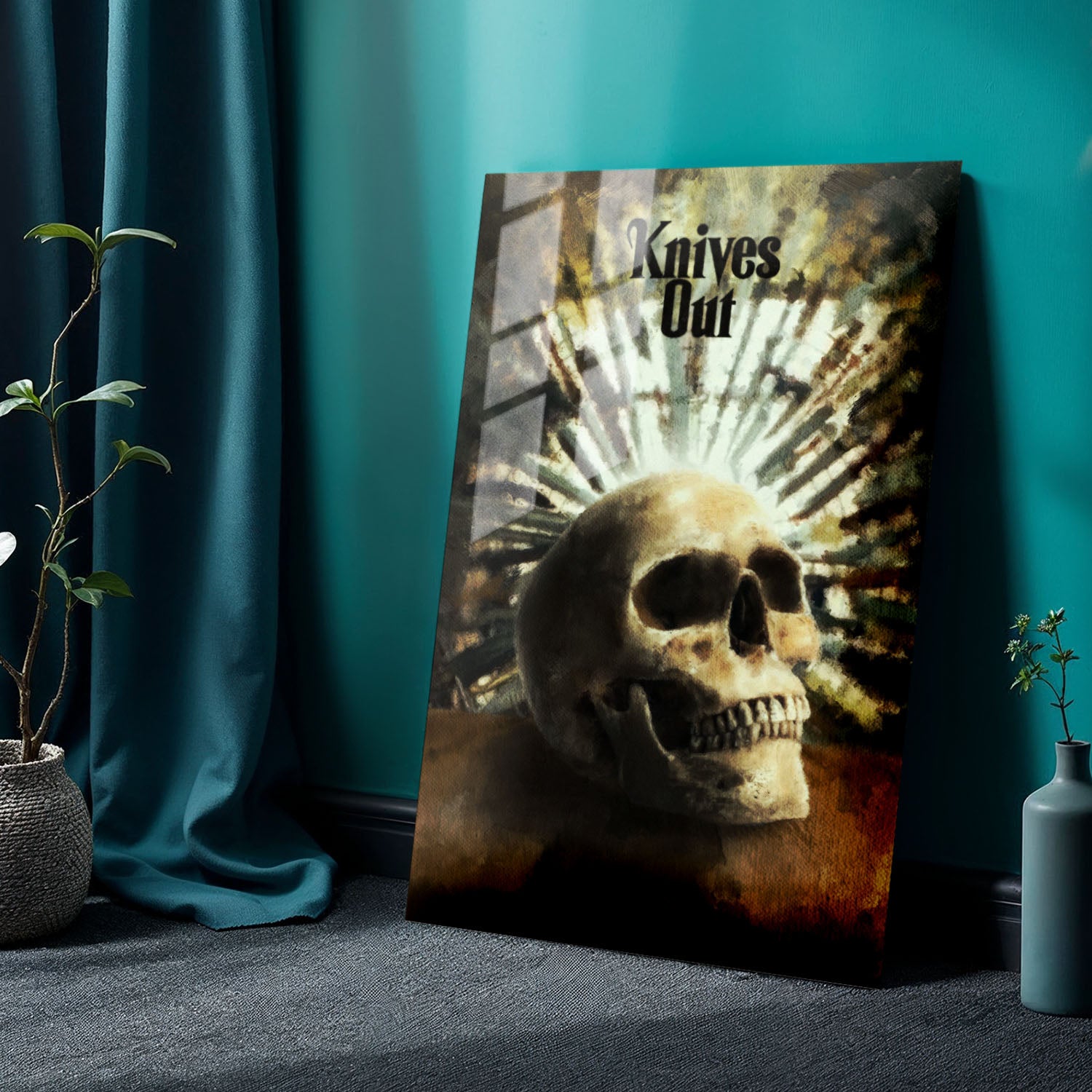 Flex Designs Metal Poster Knives Out Skull 24 x 36" Home Goods - Movie 2019 Movie Metal Poster