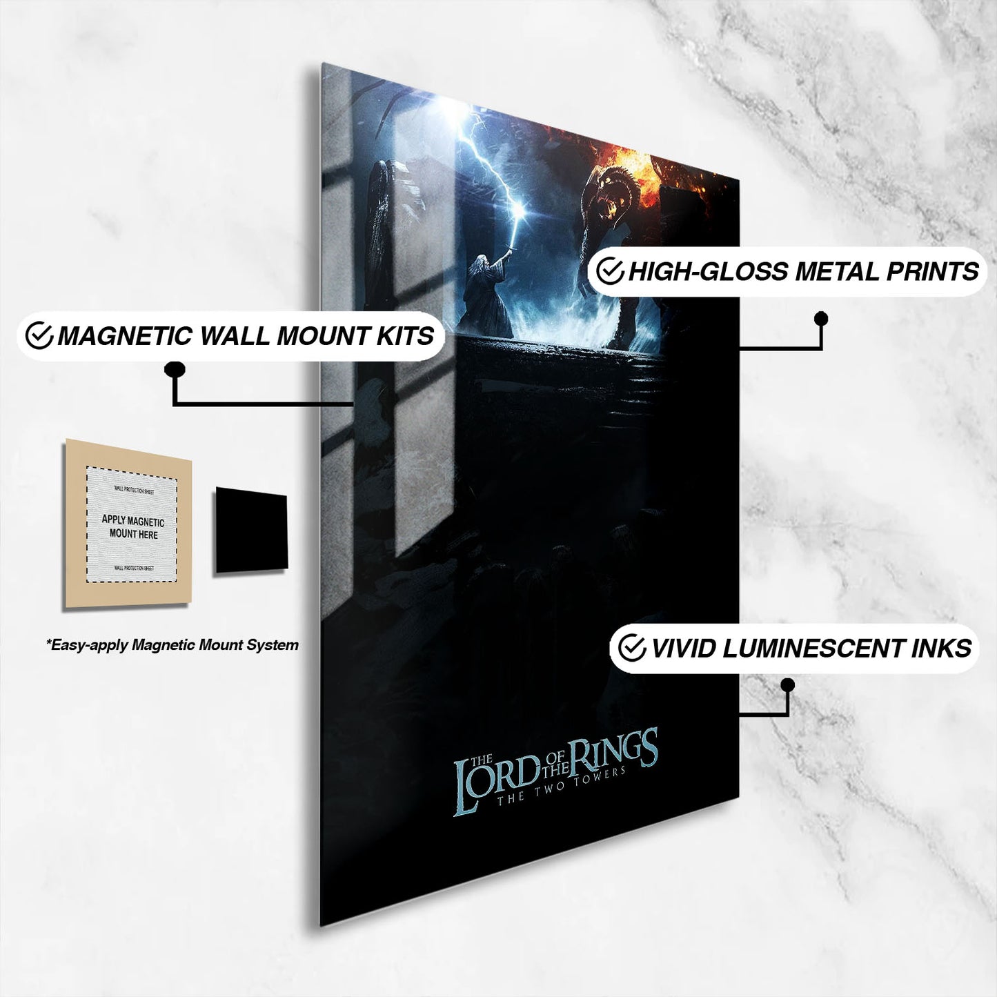 Flex Designs Metal Poster The Lord of the Rings The Two Towers Cover 16 x 24" Home Goods - Movie 2002 Movie Metal Poster