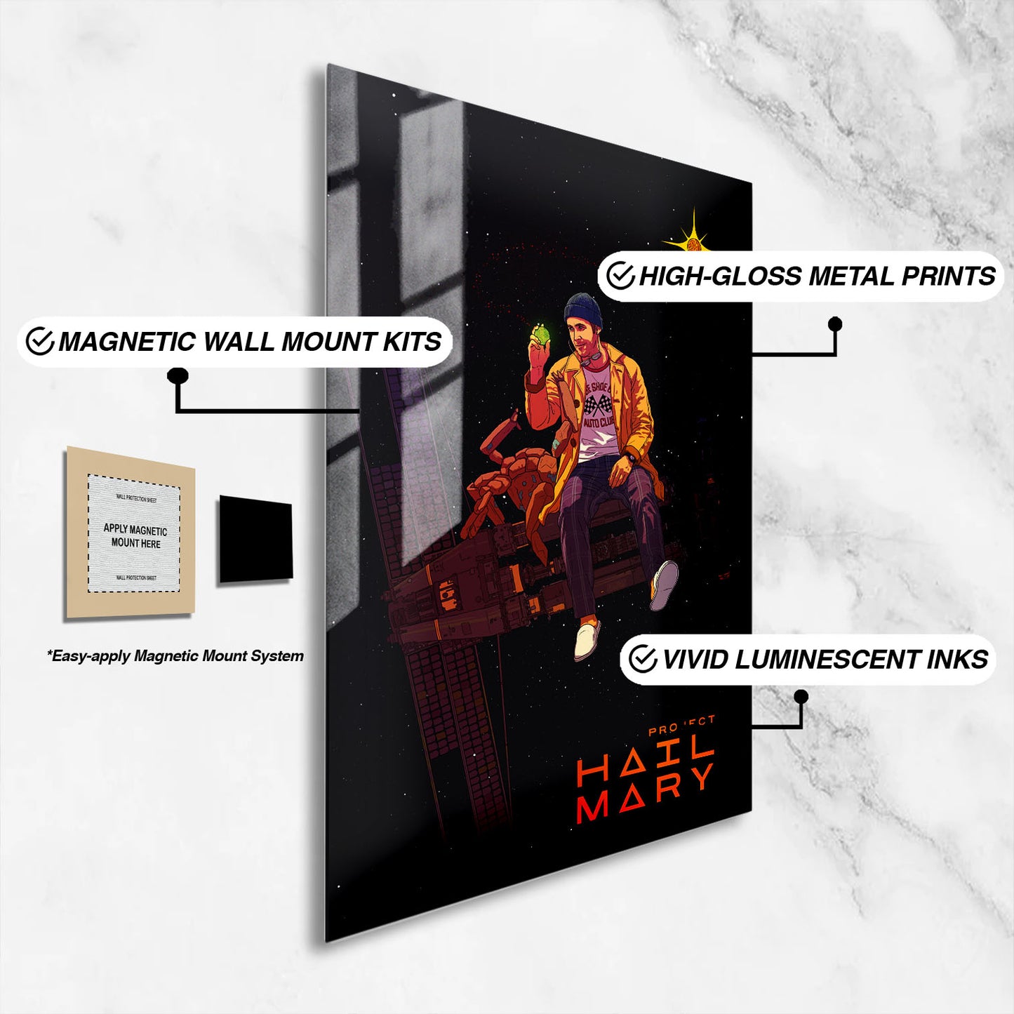 Flex Designs Metal Poster Project Hail Mary Grace Rocky 16 x 24" Home Goods - Movie 2026 Movie Metal Poster