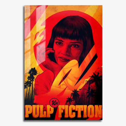 Flex Designs Metal Poster Pulp Fiction Minimalist Cartoon 11 x 17" Home Goods - Movie 1994 Movie Metal Poster