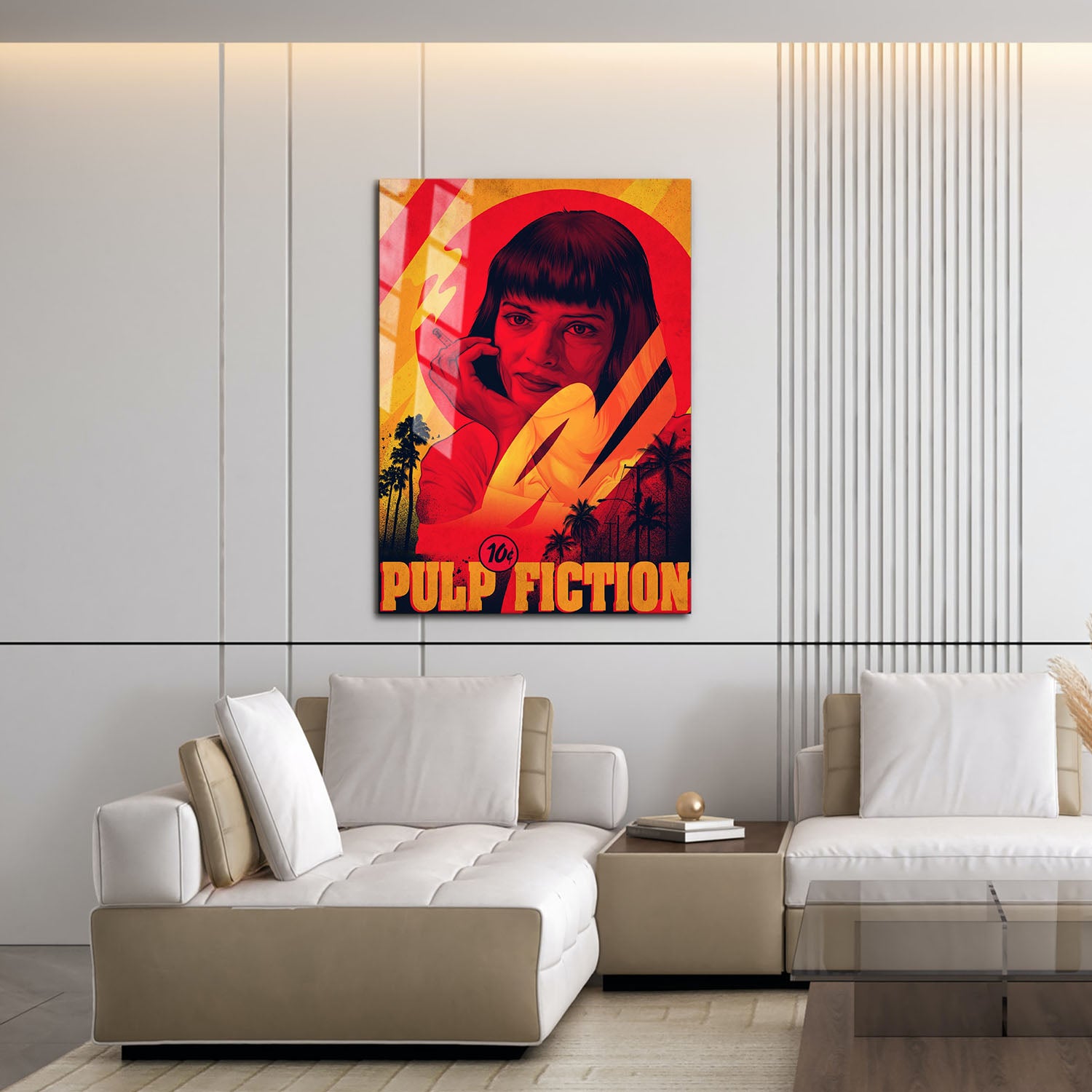 Flex Designs Metal Poster Pulp Fiction Minimalist Cartoon 16 x 24" Home Goods - Movie 1994 Movie Metal Poster