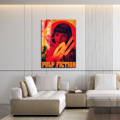 Flex Designs Metal Poster Pulp Fiction Minimalist Cartoon 16 x 24" Home Goods - Movie 1994 Movie Metal Poster