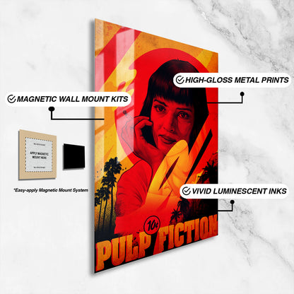 Flex Designs Metal Poster Pulp Fiction Minimalist Cartoon 16 x 24" Home Goods - Movie 1994 Movie Metal Poster