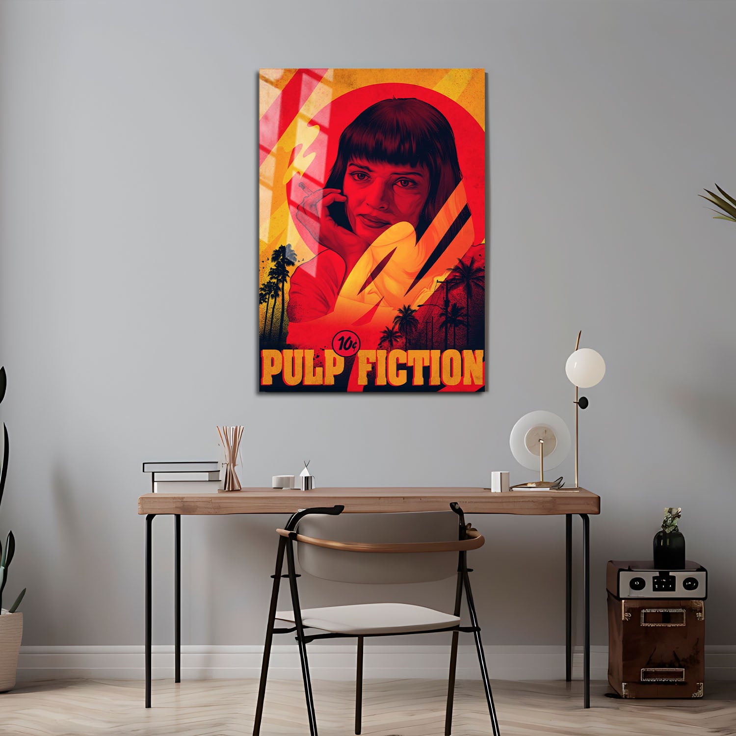 Flex Designs Metal Poster Pulp Fiction Minimalist Cartoon 5 x 7" Home Goods - Movie 1994 Movie Metal Poster