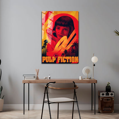 Flex Designs Metal Poster Pulp Fiction Minimalist Cartoon 5 x 7" Home Goods - Movie 1994 Movie Metal Poster