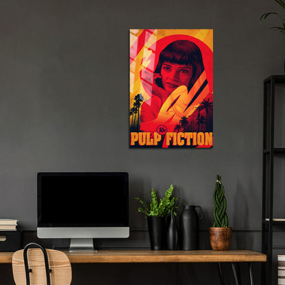 Flex Designs Metal Poster Pulp Fiction Minimalist Cartoon 24 x 36" Home Goods - Movie 1994 Movie Metal Poster