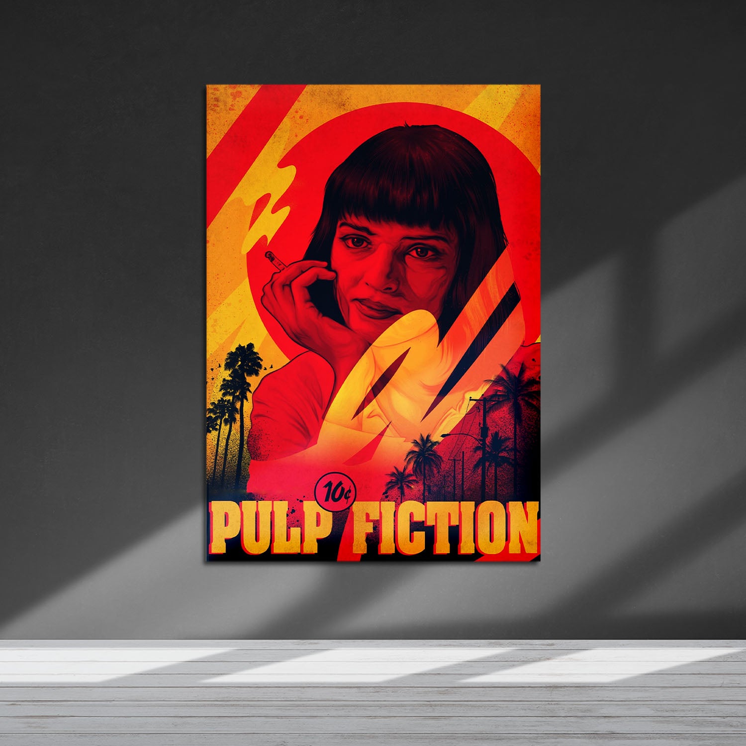 Flex Designs Metal Poster Pulp Fiction Minimalist Cartoon 5 x 7" Home Goods - Movie 1994 Movie Metal Poster
