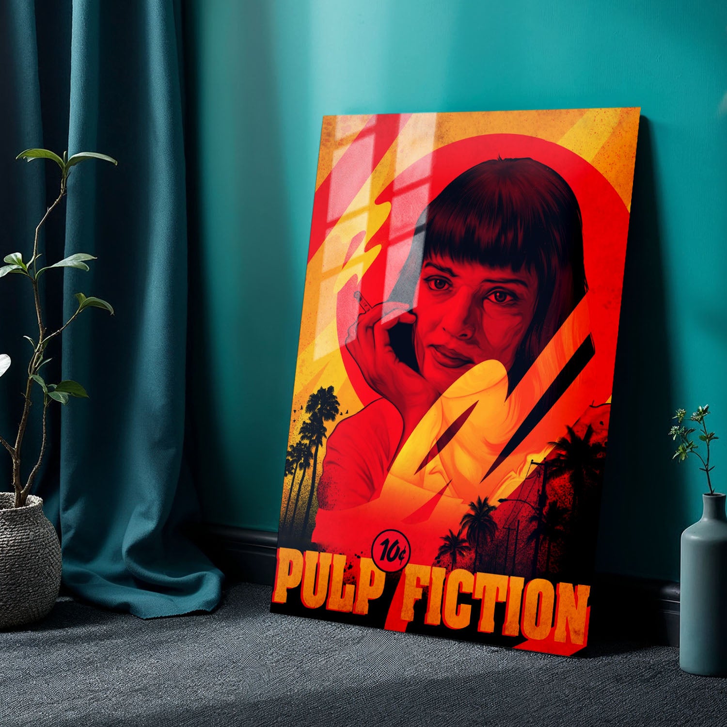 Flex Designs Metal Poster Pulp Fiction Minimalist Cartoon 24 x 36" Home Goods - Movie 1994 Movie Metal Poster