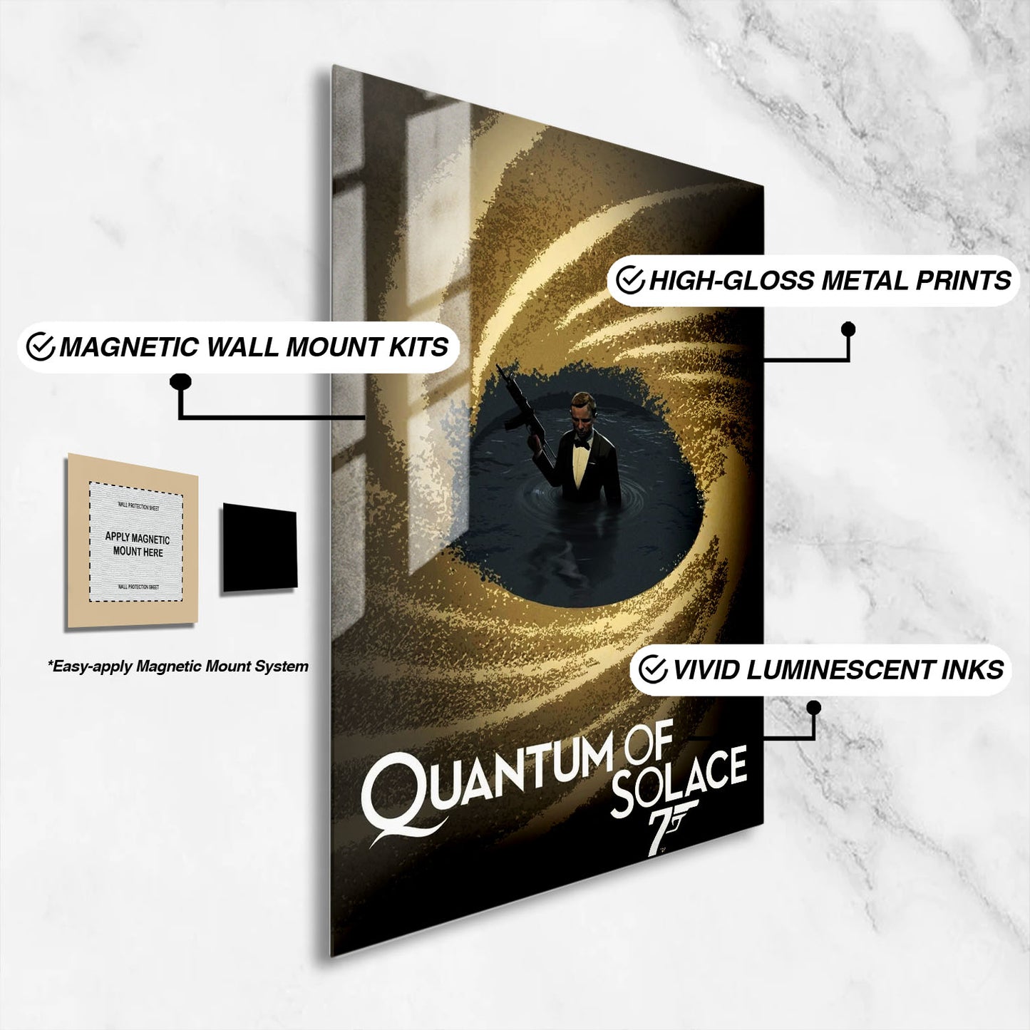 Flex Designs Metal Poster Quantum of Solace Minimalist Cartoon 16 x 24" Home Goods - Movie 2008 Movie Metal Poster