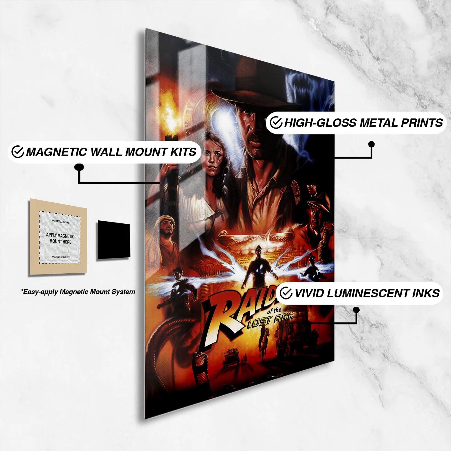 Flex Designs Metal Poster Raiders of the Lost Ark Alternate 16 x 24" Home Goods - Movie 1981 Movie Metal Poster