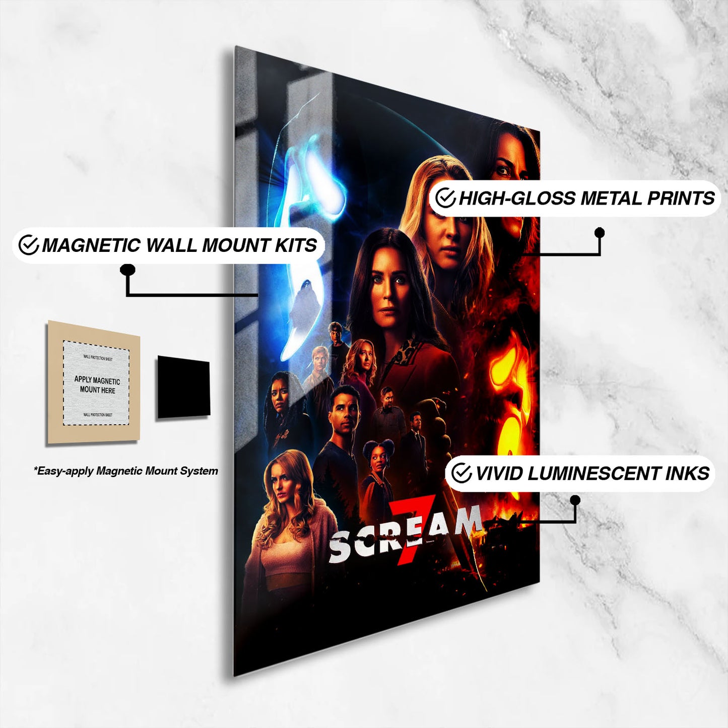 Flex Designs Metal Poster Scream 7 Cover 16 x 24" Home Goods - Movie 2026 Movie Metal Poster