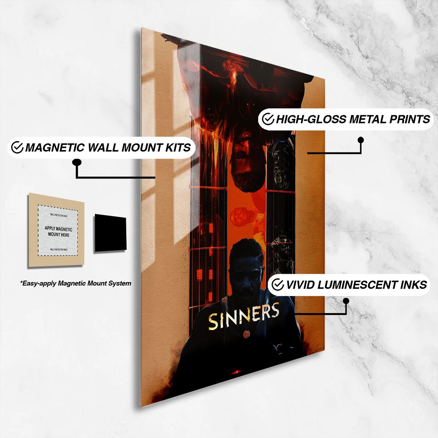 Flex Designs Metal Poster Sinners Cartoon Final 16 x 24" Home Goods - Movie 2025 Movie Metal Poster