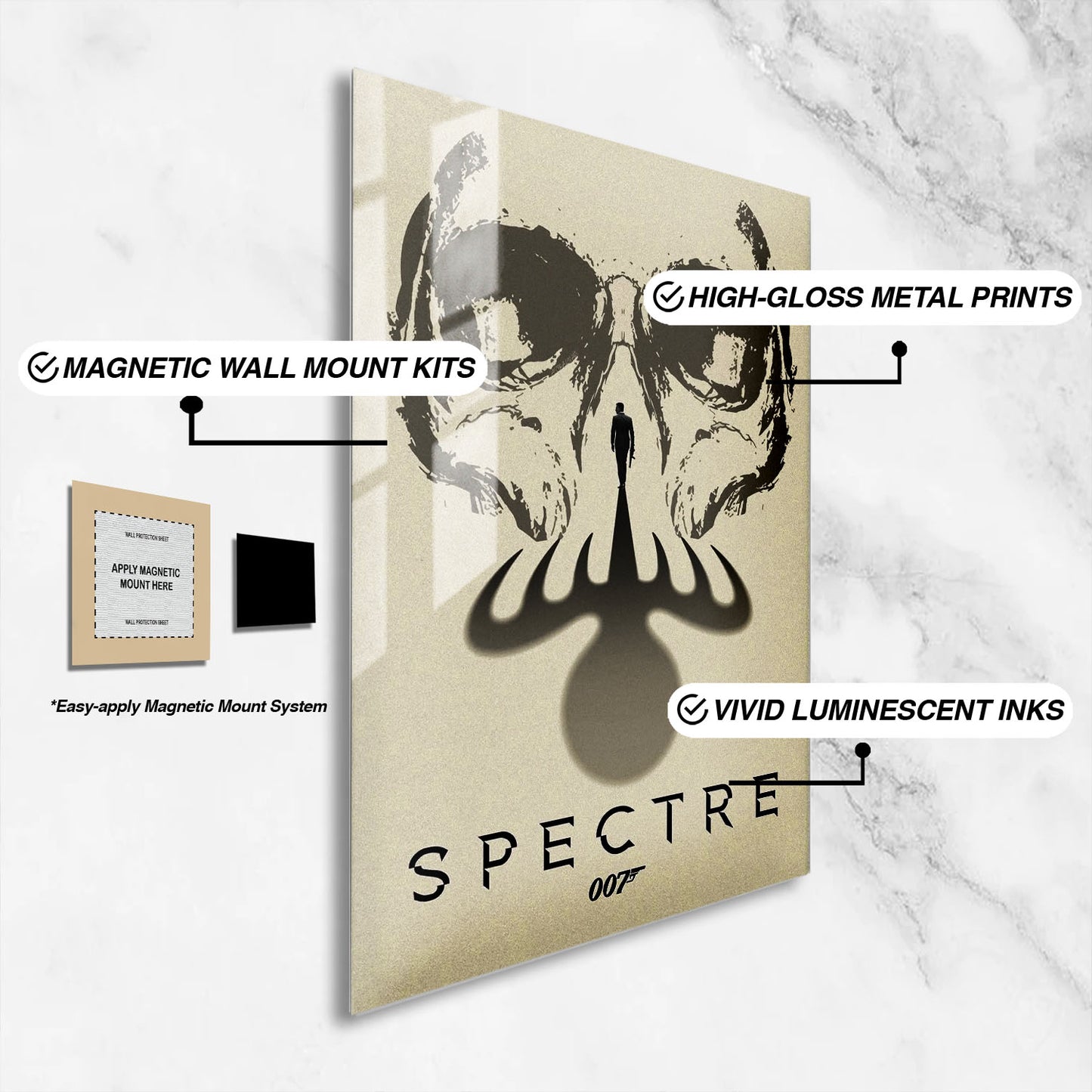 Flex Designs Metal Poster Spectre Sketch 16 x 24" Home Goods - Movie 2015 Movie Metal Poster
