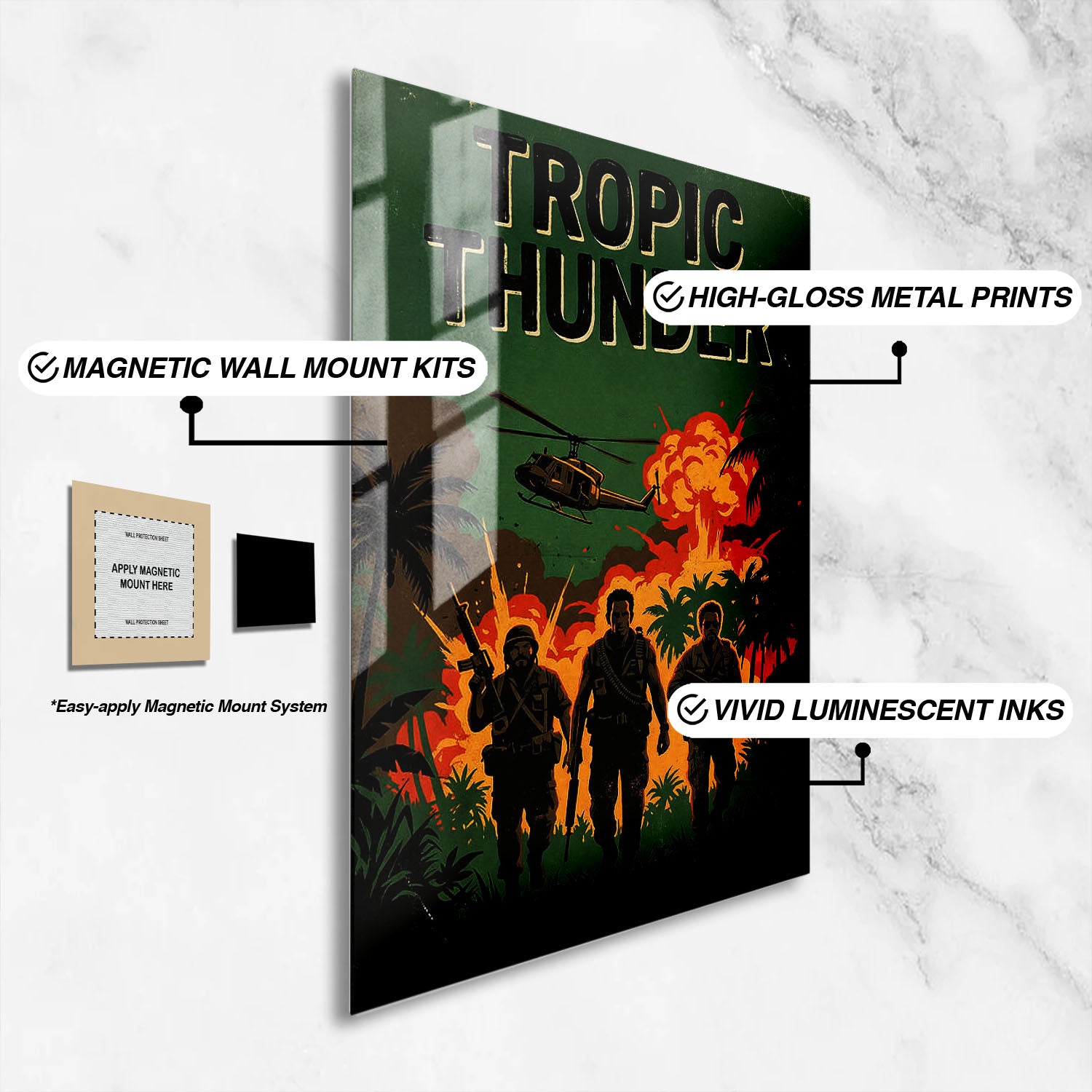 Flex Designs Metal Poster Tropic Thunder Theatrical 16 x 24" Home Goods - Movie 2008 Movie Metal Poster