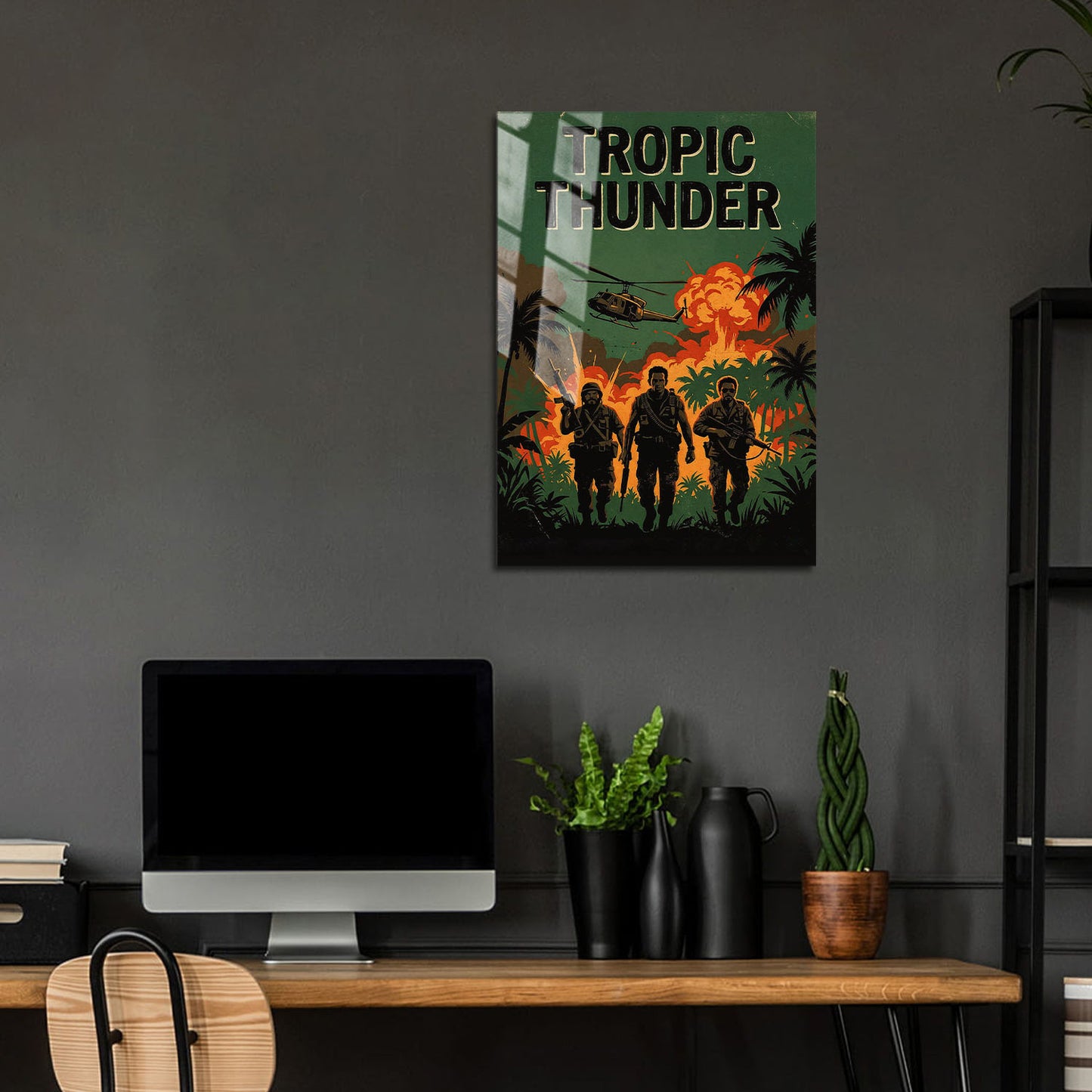 Flex Designs Metal Poster Tropic Thunder Theatrical 24 x 36" Home Goods - Movie 2008 Movie Metal Poster