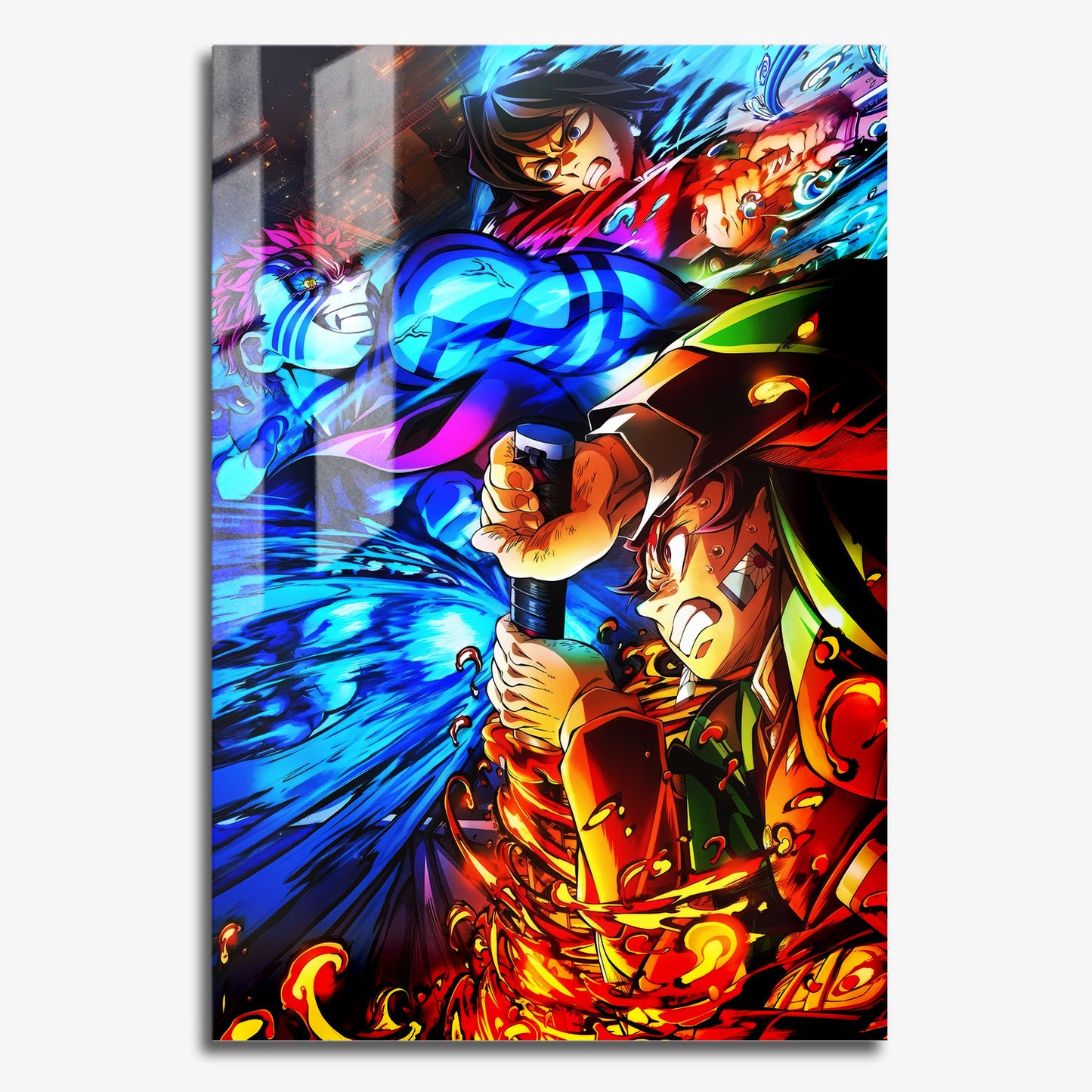 Flex Designs Metal Poster Demon Slayer Infinity Castle Tanjiro Giyu vs Akaza 11 x 17" Home Goods - TV Show 2025 TV Show Metal Poster