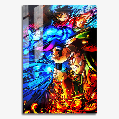 Flex Designs Metal Poster Demon Slayer Infinity Castle Tanjiro Giyu vs Akaza 11 x 17" Home Goods - TV Show 2025 TV Show Metal Poster