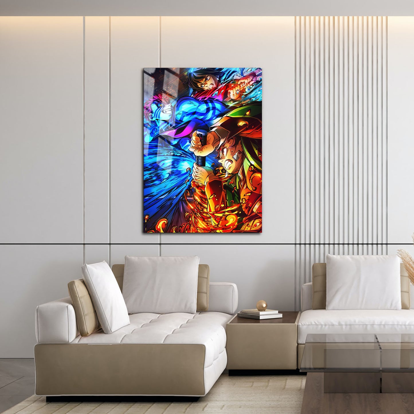 Flex Designs Metal Poster Demon Slayer Infinity Castle Tanjiro Giyu vs Akaza 16 x 24" Home Goods - TV Show 2025 TV Show Metal Poster
