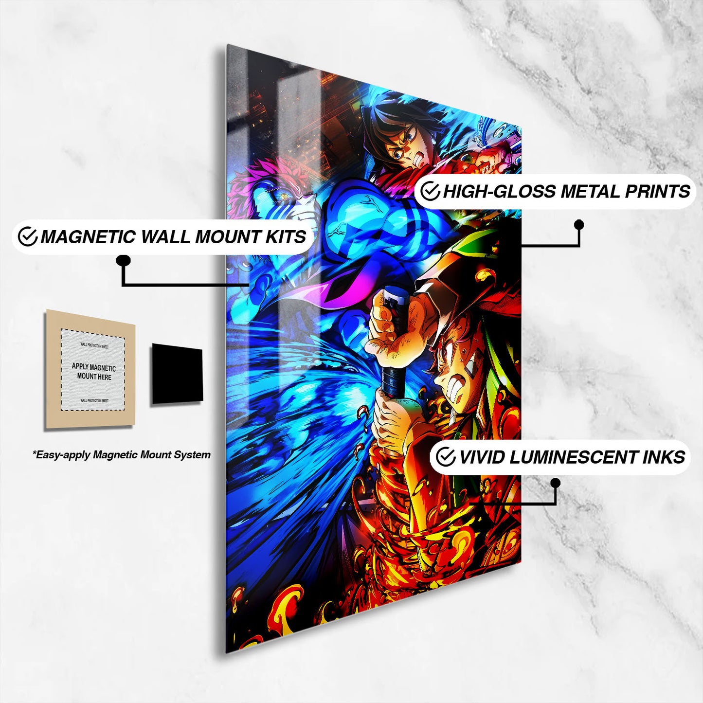 Flex Designs Metal Poster Demon Slayer Infinity Castle Tanjiro Giyu vs Akaza 16 x 24" Home Goods - TV Show 2025 TV Show Metal Poster