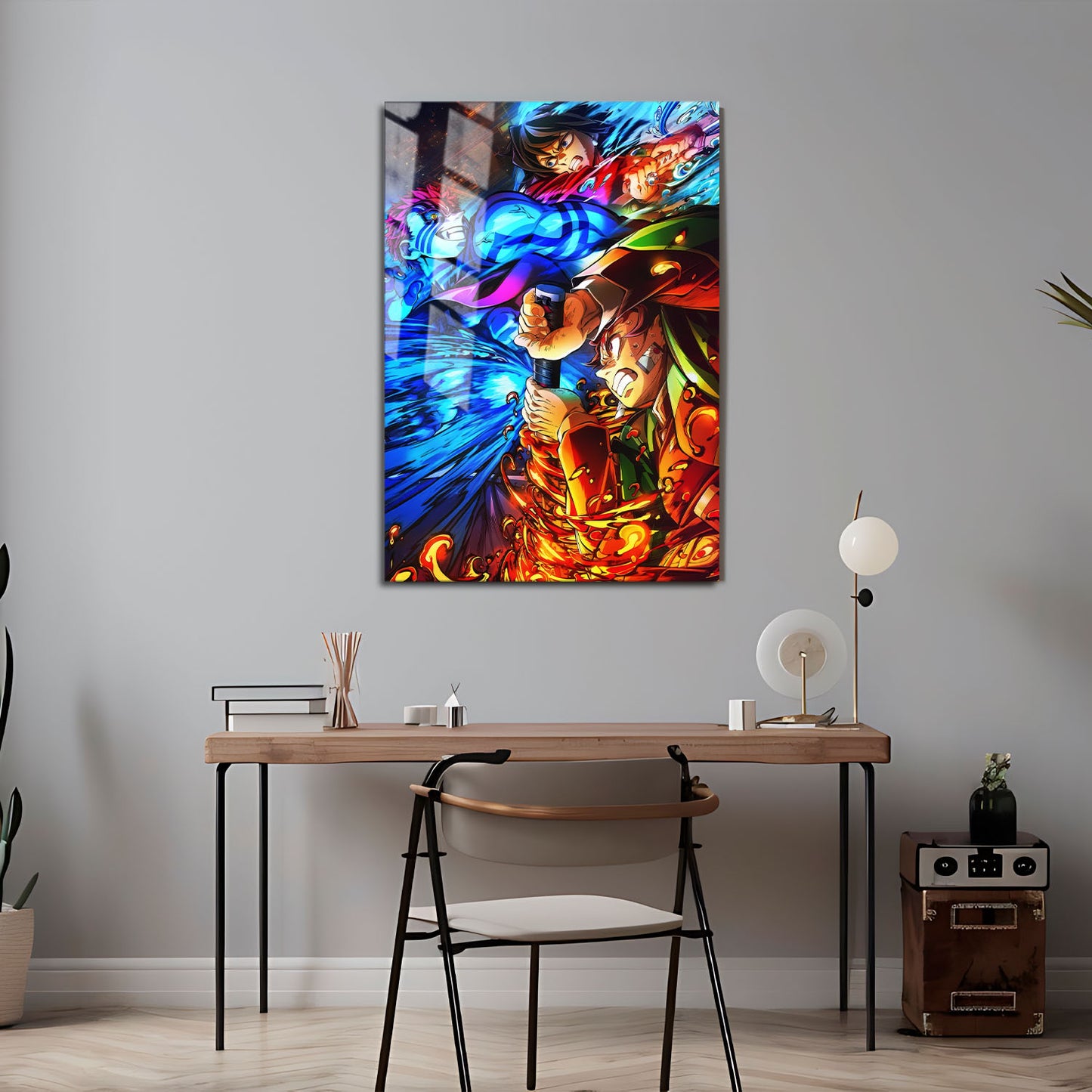 Flex Designs Metal Poster Demon Slayer Infinity Castle Tanjiro Giyu vs Akaza 5 x 7" Home Goods - TV Show 2025 TV Show Metal Poster