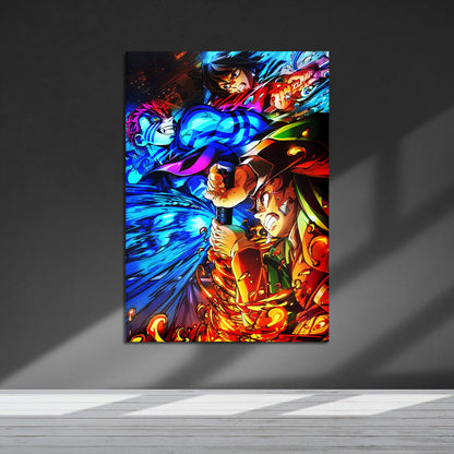 Flex Designs Metal Poster Demon Slayer Infinity Castle Tanjiro Giyu vs Akaza 5 x 7" Home Goods - TV Show 2025 TV Show Metal Poster