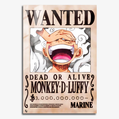 Flex Designs Metal Poster One Piece Luffy Gear 5 Wanted 11 x 17" Home Goods - TV Show 1999 TV Show Metal Poster
