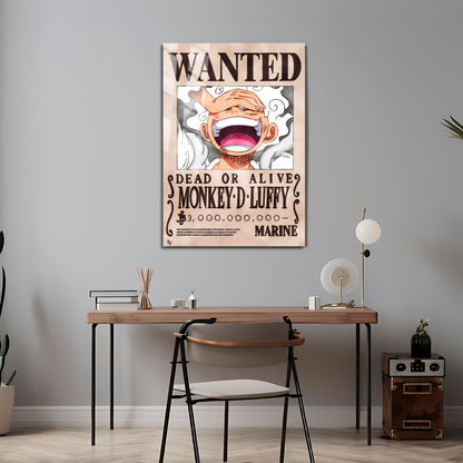 Flex Designs Metal Poster One Piece Luffy Gear 5 Wanted 5 x 7" Home Goods - TV Show 1999 TV Show Metal Poster
