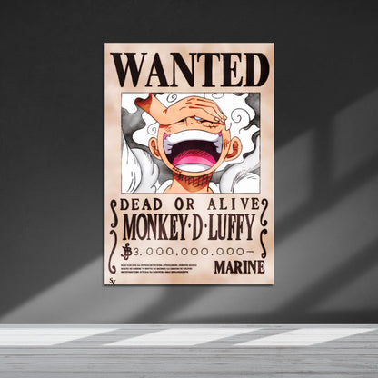 Flex Designs Metal Poster One Piece Luffy Gear 5 Wanted 5 x 7" Home Goods - TV Show 1999 TV Show Metal Poster