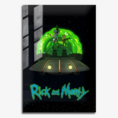 Flex Designs Metal Poster Rick and Morty Key Art 11 x 17" Home Goods - TV Show 2013 TV Show Metal Poster