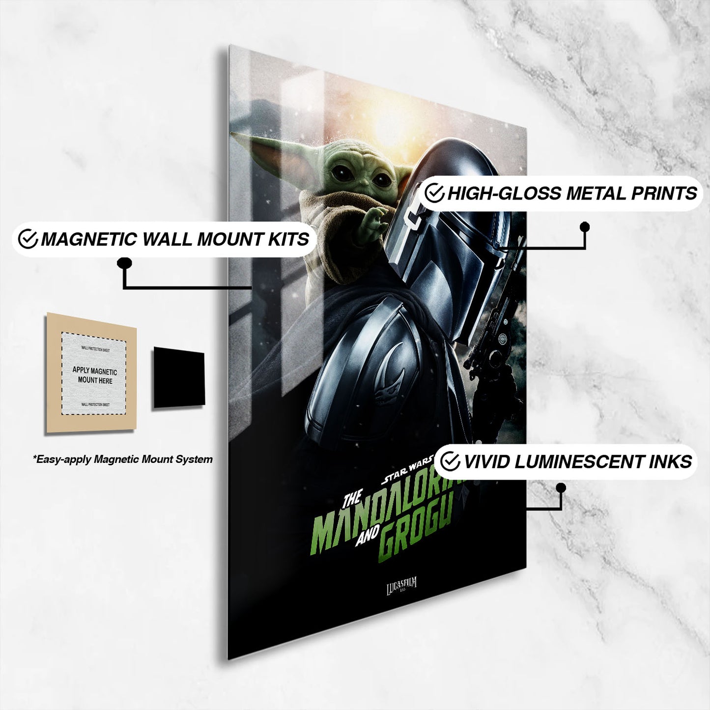 Flex Designs Metal Poster Star Wars The Mandalorian and Grogu Cinematic 16 x 24" Home Goods - Movie 2026 Movie Metal Poster