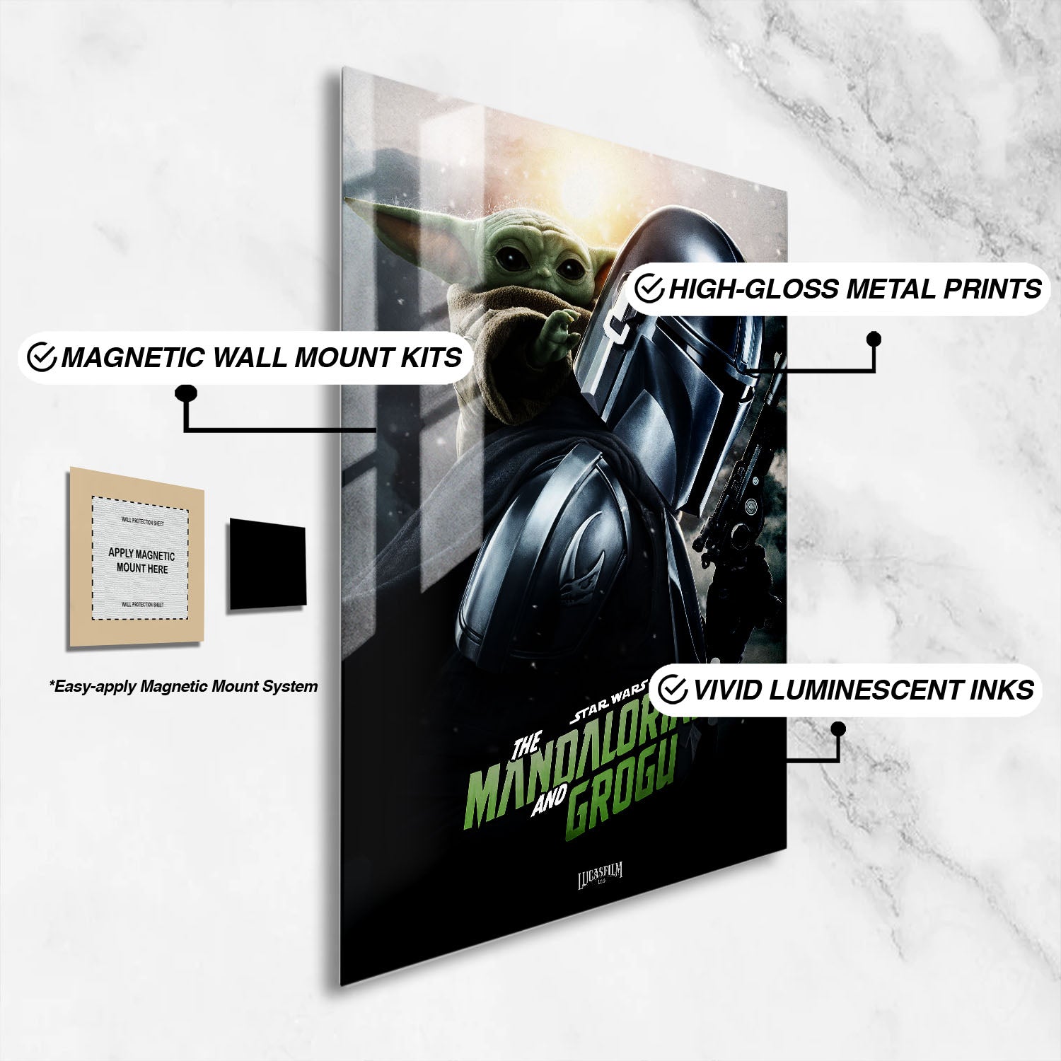 Flex Designs Metal Poster Star Wars The Mandalorian and Grogu Cinematic 16 x 24" Home Goods - Movie 2026 Movie Metal Poster