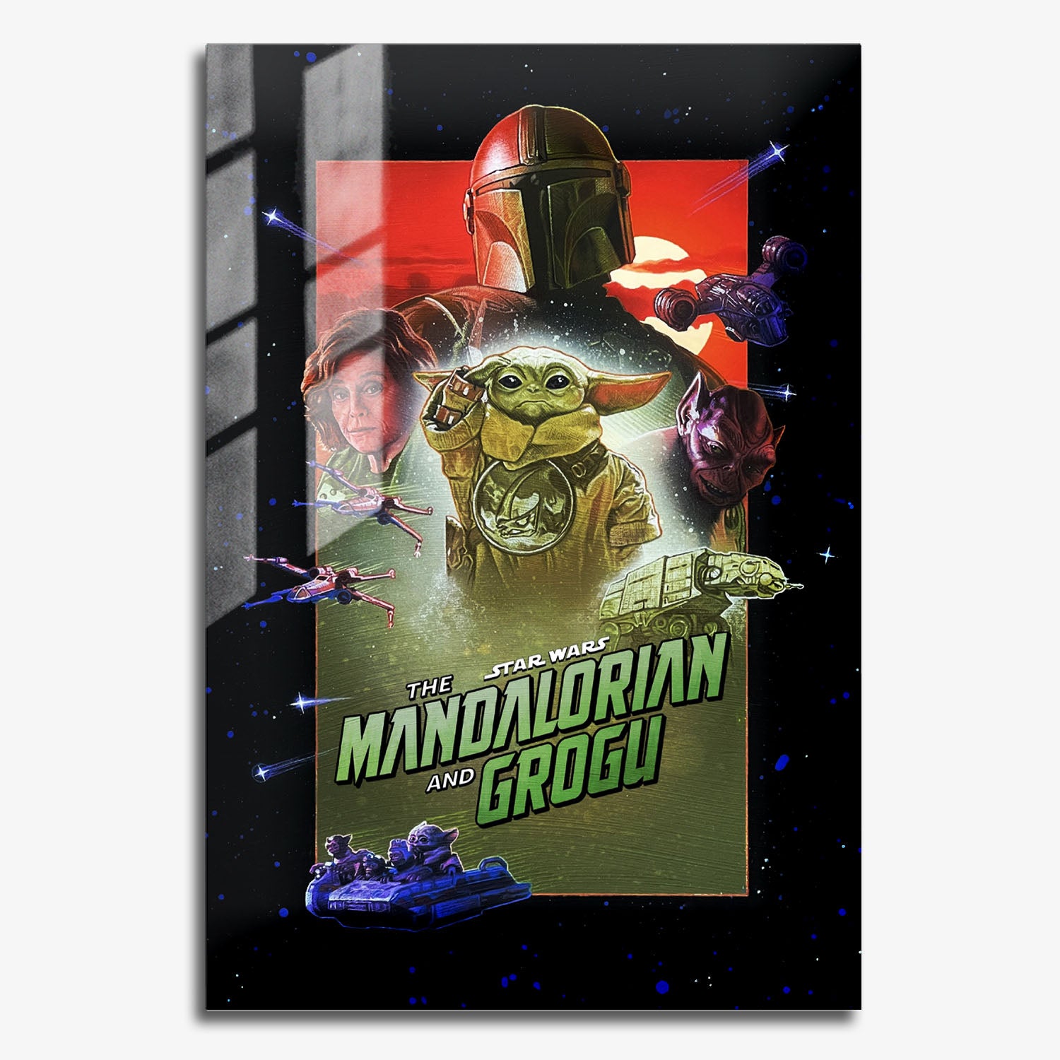 Flex Designs Metal Poster Star Wars The Mandalorian and Grogu Cartoon 11 x 17" Home Goods - Movie 2026 Movie Metal Poster