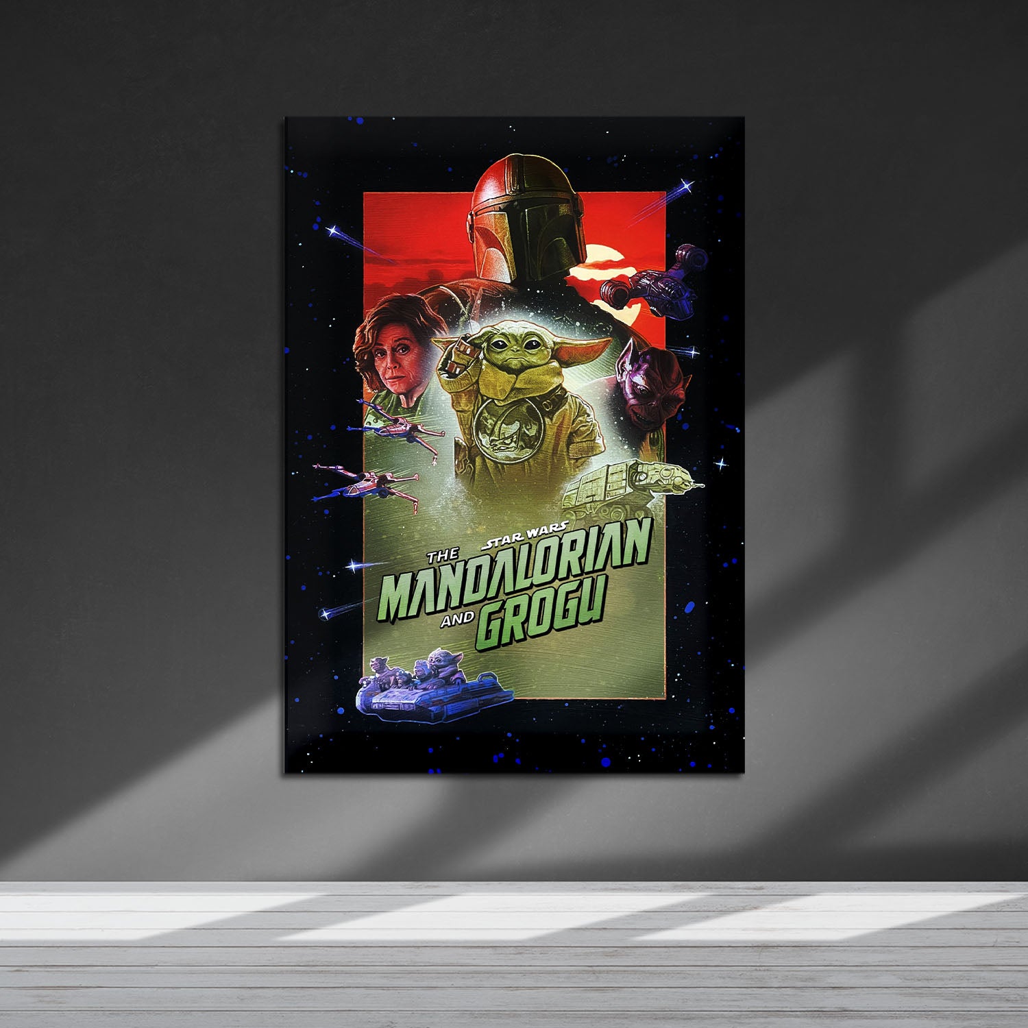 Flex Designs Metal Poster Star Wars The Mandalorian and Grogu Cartoon 5 x 7" Home Goods - Movie 2026 Movie Metal Poster