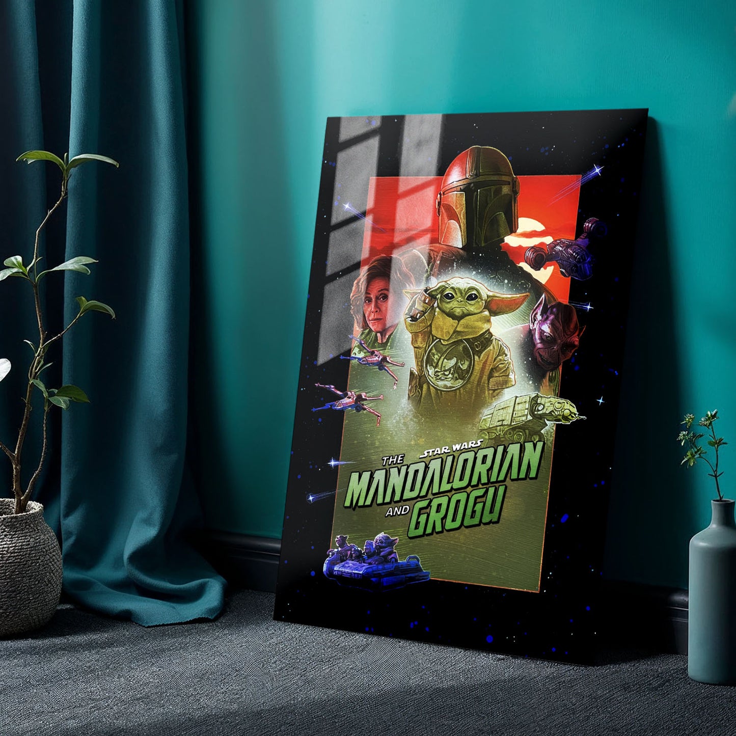 Flex Designs Metal Poster Star Wars The Mandalorian and Grogu Cartoon 24 x 36" Home Goods - Movie 2026 Movie Metal Poster
