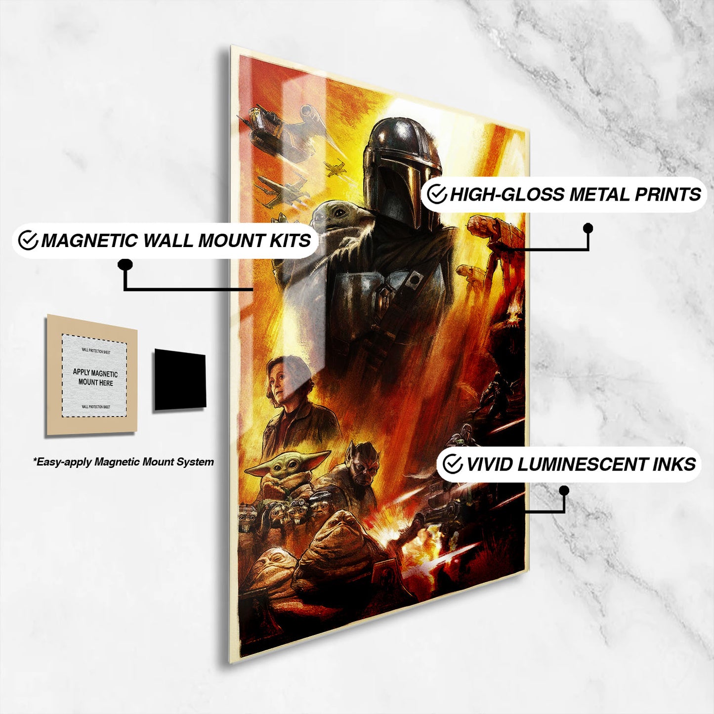 Flex Designs Metal Poster Star Wars The Mandalorian and Grogu Textless 16 x 24" Home Goods - Movie 2026 Movie Metal Poster