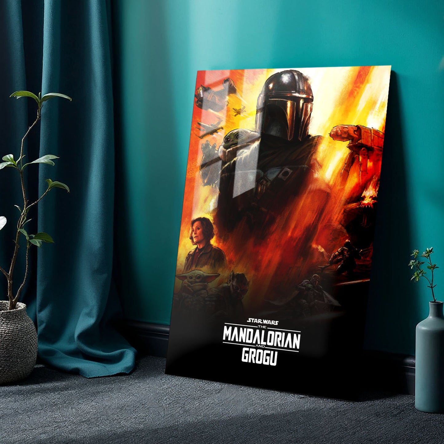 Flex Designs Metal Poster Star Wars The Mandalorian and Grogu 24 x 36" Home Goods - Movie 2026 Movie Metal Poster