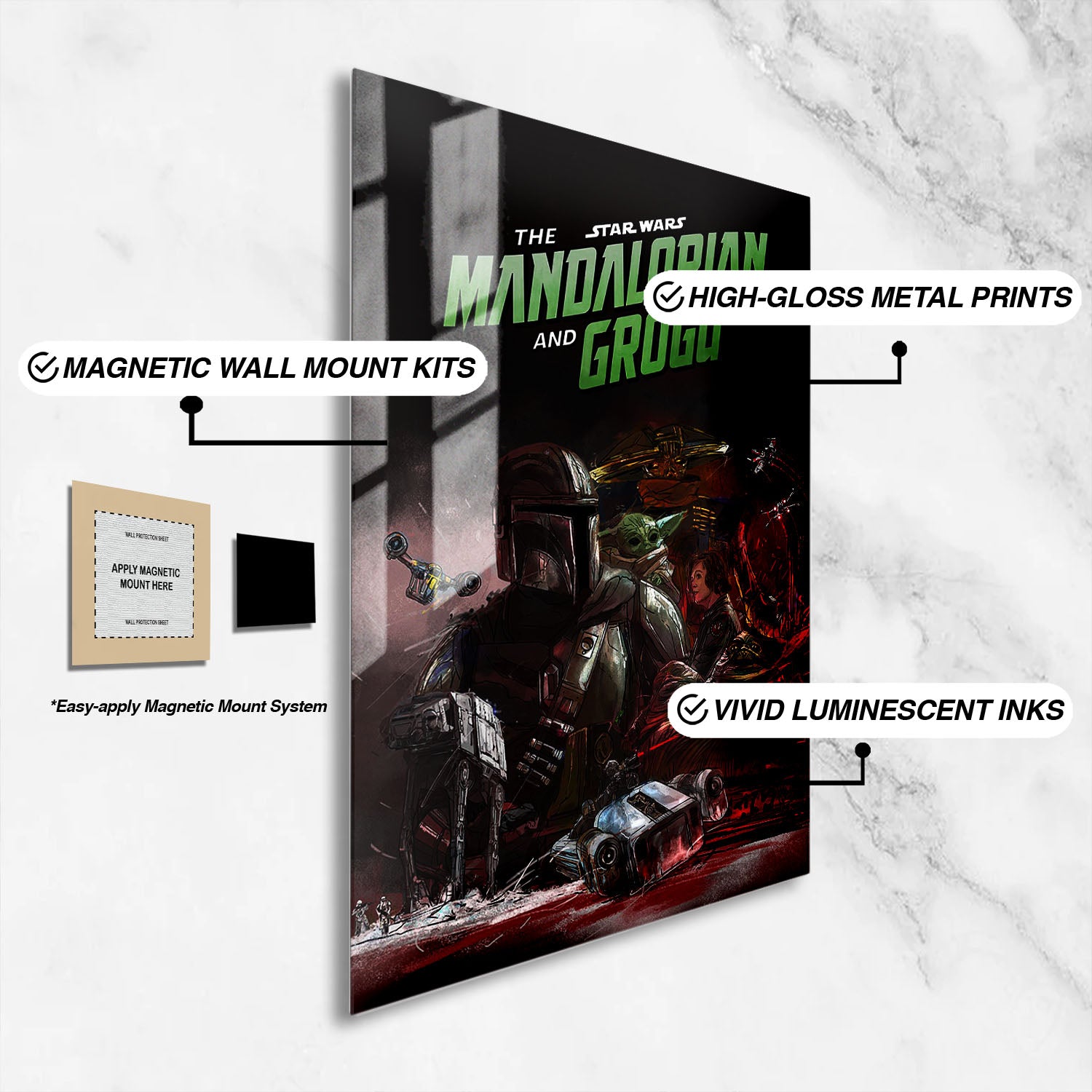 Flex Designs Metal Poster Star Wars The Mandalorian and Grogu Key Theatrical 16 x 24" Home Goods - Movie 2026 Movie Metal Poster