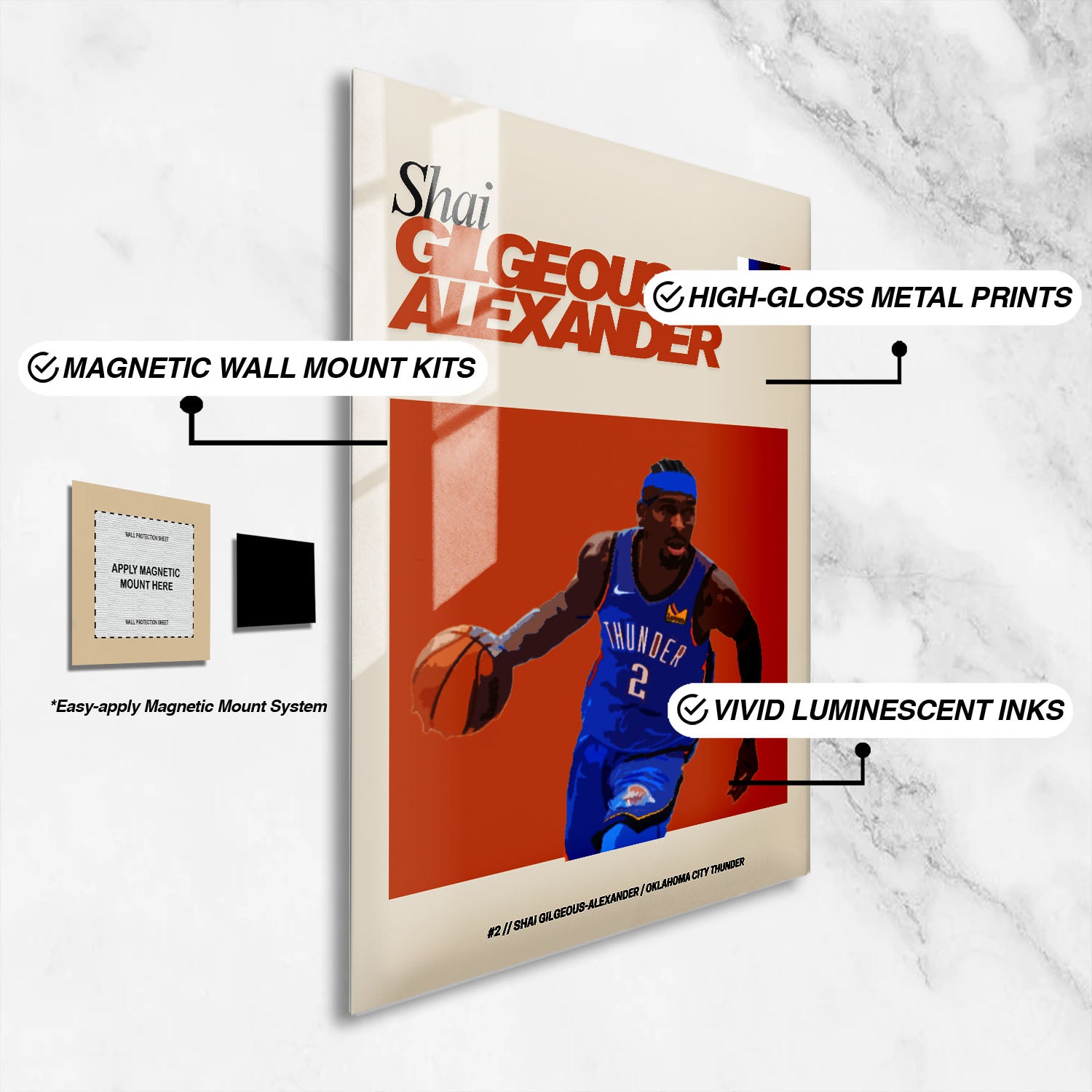 Flex Designs Metal Poster Shai Gilgeous Alexander FlexM 16 x 24" Home Goods - Sports  Metal Poster