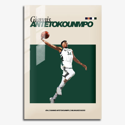 Flex Designs Metal Poster Giannis Antetokounmpo FlexM 11 x 17" Home Goods - Sports  Metal Poster
