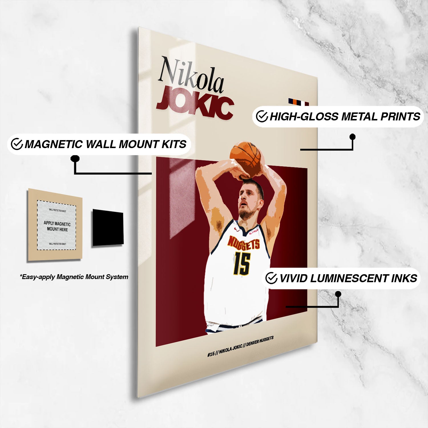 Flex Designs Metal Poster Nikola Jokic FlexM 16 x 24" Home Goods - Sports  Metal Poster