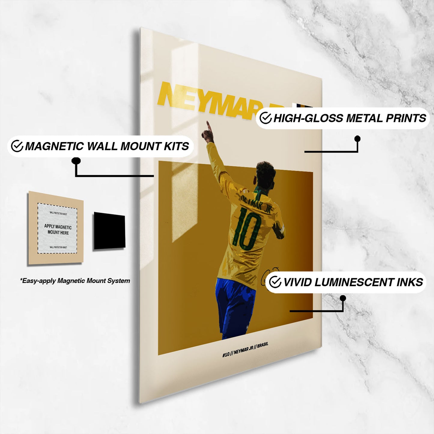 Flex Designs Metal Poster Neymar Jr FlexM 16 x 24" Home Goods - Sports  Metal Poster