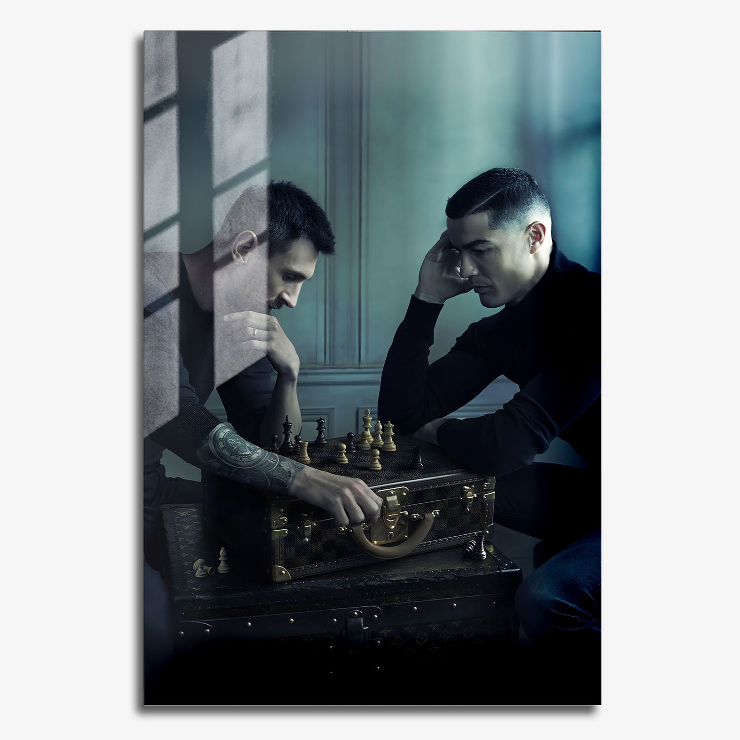 Flex Designs Metal Poster Ronaldo vs Messi Chess Board 11 x 17" Home Goods - Sports  Metal Poster