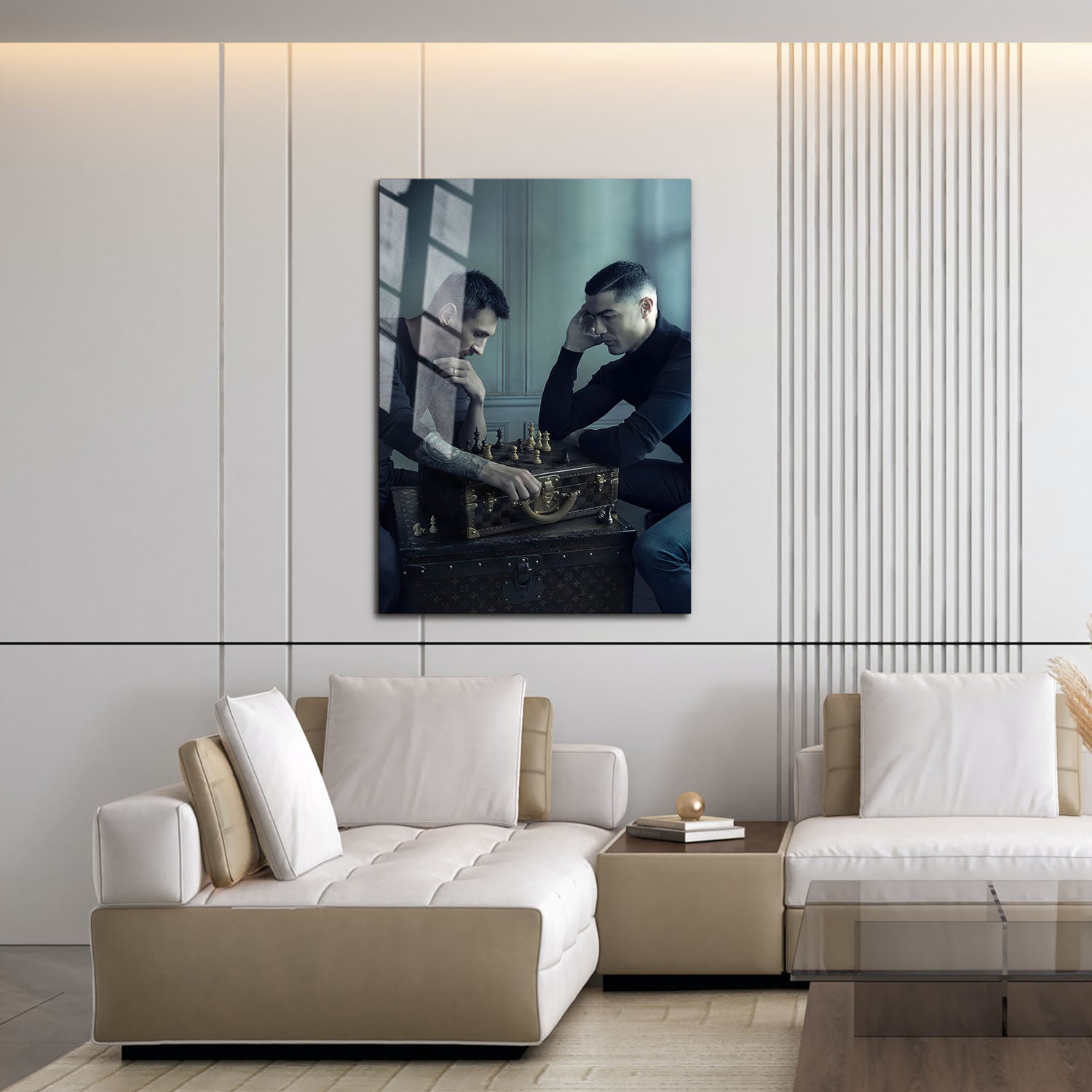 Flex Designs Metal Poster Ronaldo vs Messi Chess Board 16 x 24" Home Goods - Sports  Metal Poster