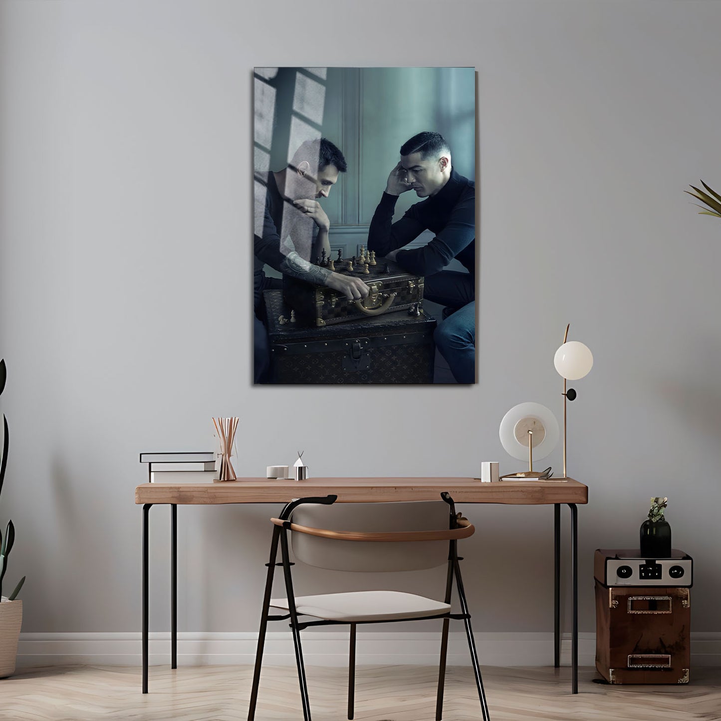 Flex Designs Metal Poster Ronaldo vs Messi Chess Board 5 x 7" Home Goods - Sports  Metal Poster