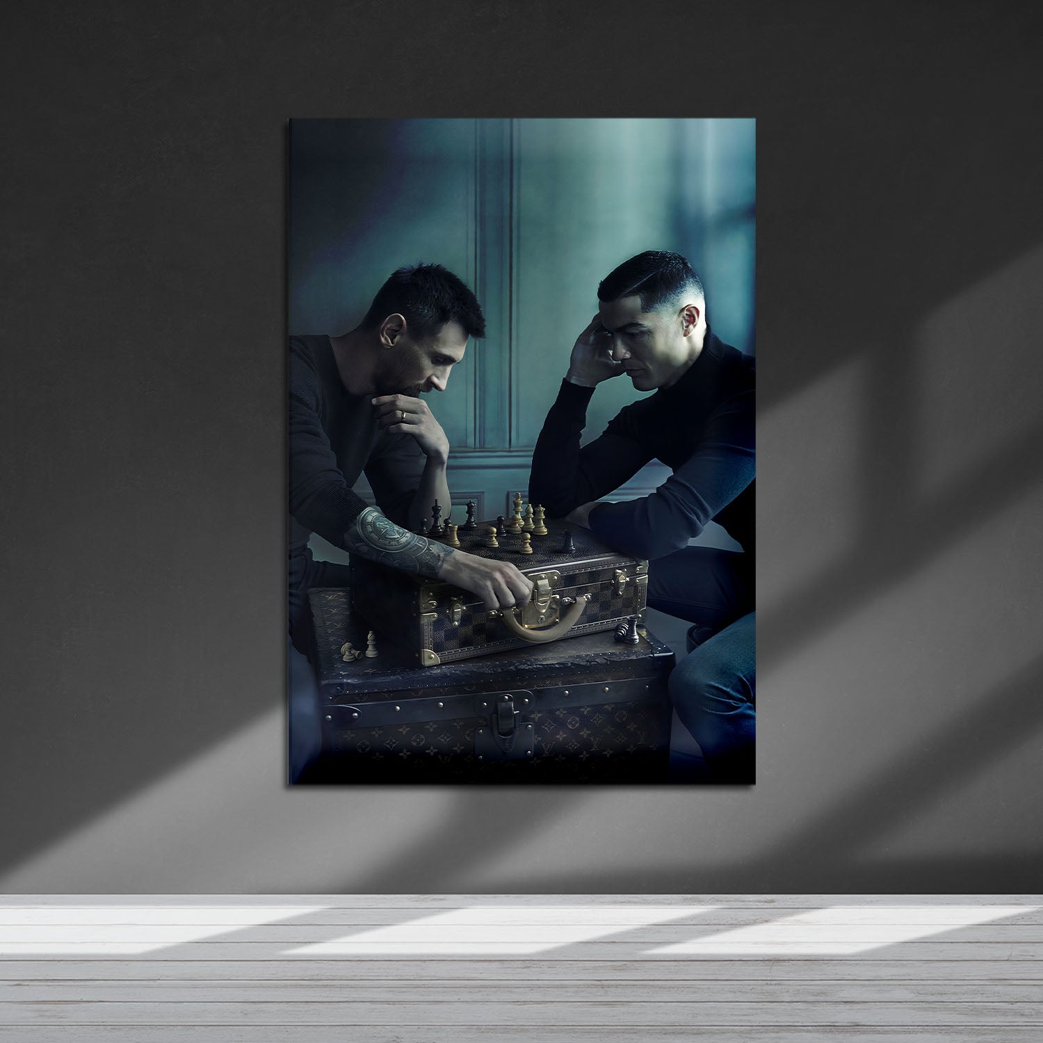 Flex Designs Metal Poster Ronaldo vs Messi Chess Board 5 x 7" Home Goods - Sports  Metal Poster